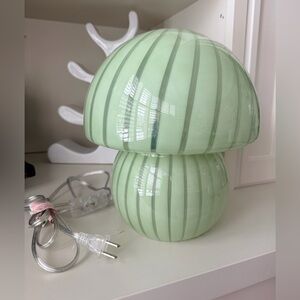 Mushroom Green Striped Murano Glass Swirl Table Lamp BRAND NEW Working Order